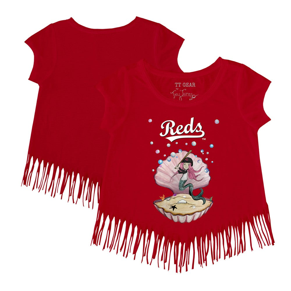 Cincinnati Reds Tiny Turnip Girls Youth Mermaid Fringe T-Shirt - MLB
