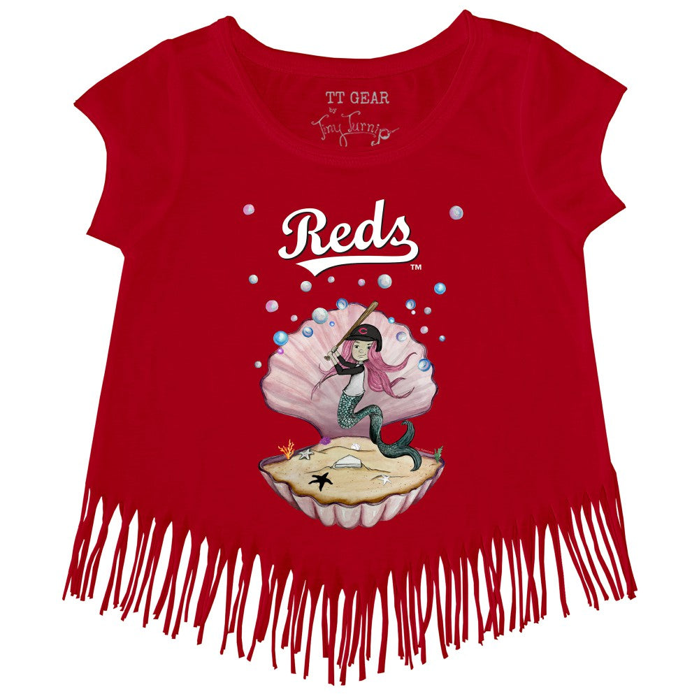 Cincinnati Reds Tiny Turnip Girls Youth Mermaid Fringe T-Shirt - MLB