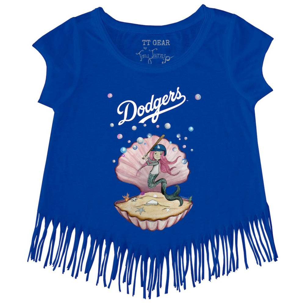 Los Angeles Dodgers Tiny Turnip Girls Youth Mermaid Fringe T-Shirt - MLB