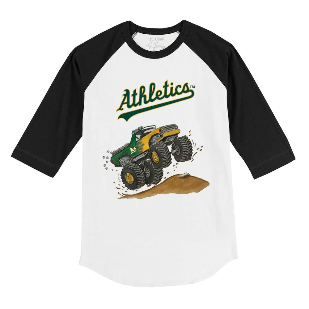 Athletics Tiny Turnip Youth Monster Truck 3/4-Sleeve Raglan T-Shirt - MLB