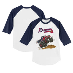 Atlanta Braves Tiny Turnip Youth Monster Truck 3/4-Sleeve Raglan T-Shirt - MLB