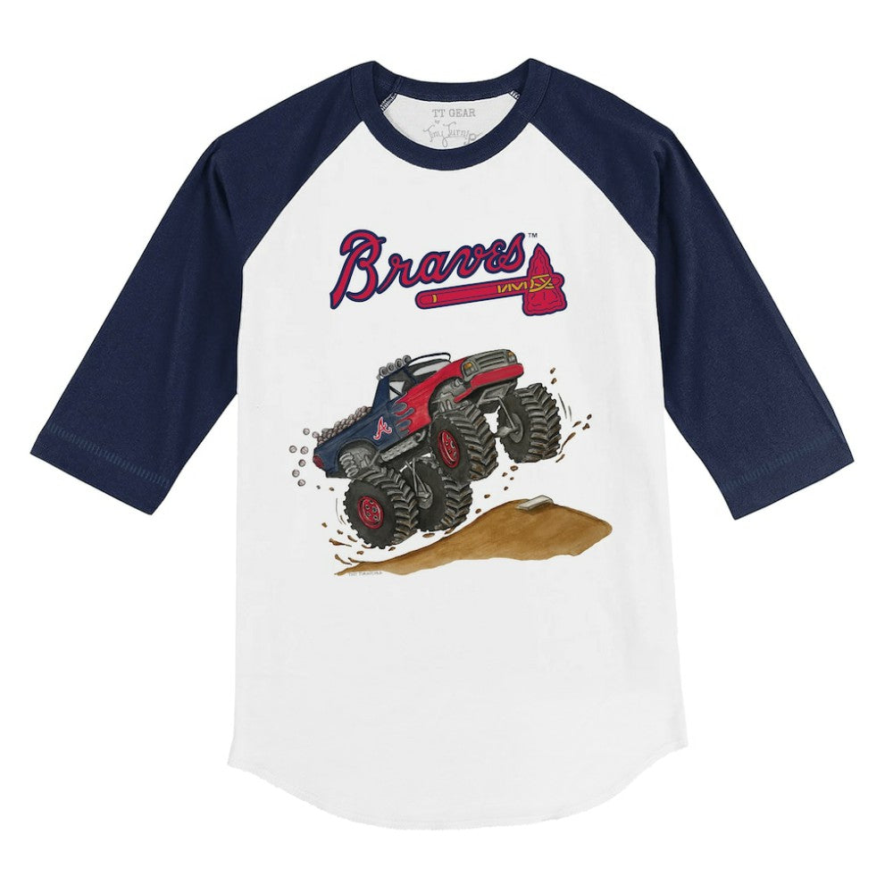 Atlanta Braves Tiny Turnip Youth Monster Truck 3/4-Sleeve Raglan T-Shirt - MLB