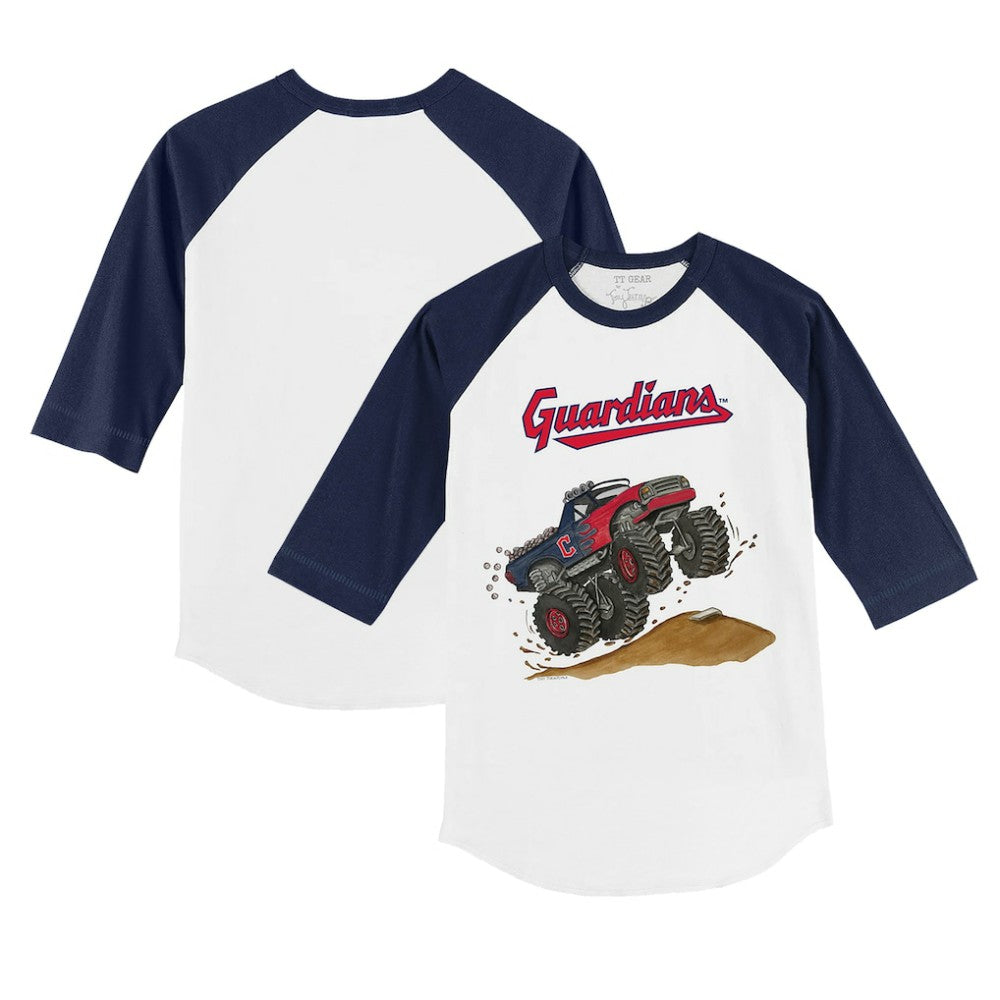 Cleveland Guardians Tiny Turnip Youth Monster Truck 3/4-Sleeve Raglan T-Shirt - MLB