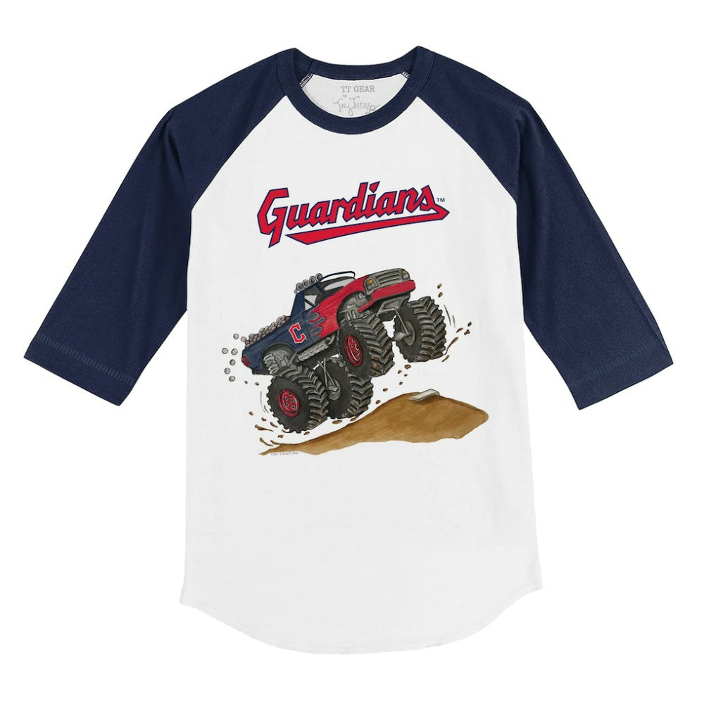 Cleveland Guardians Tiny Turnip Youth Monster Truck 3/4-Sleeve Raglan T-Shirt - MLB