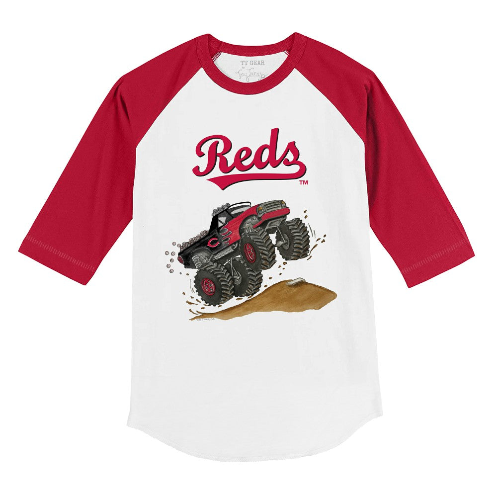Cincinnati Reds Tiny Turnip Youth Monster Truck 3/4-Sleeve Raglan T-Shirt - MLB