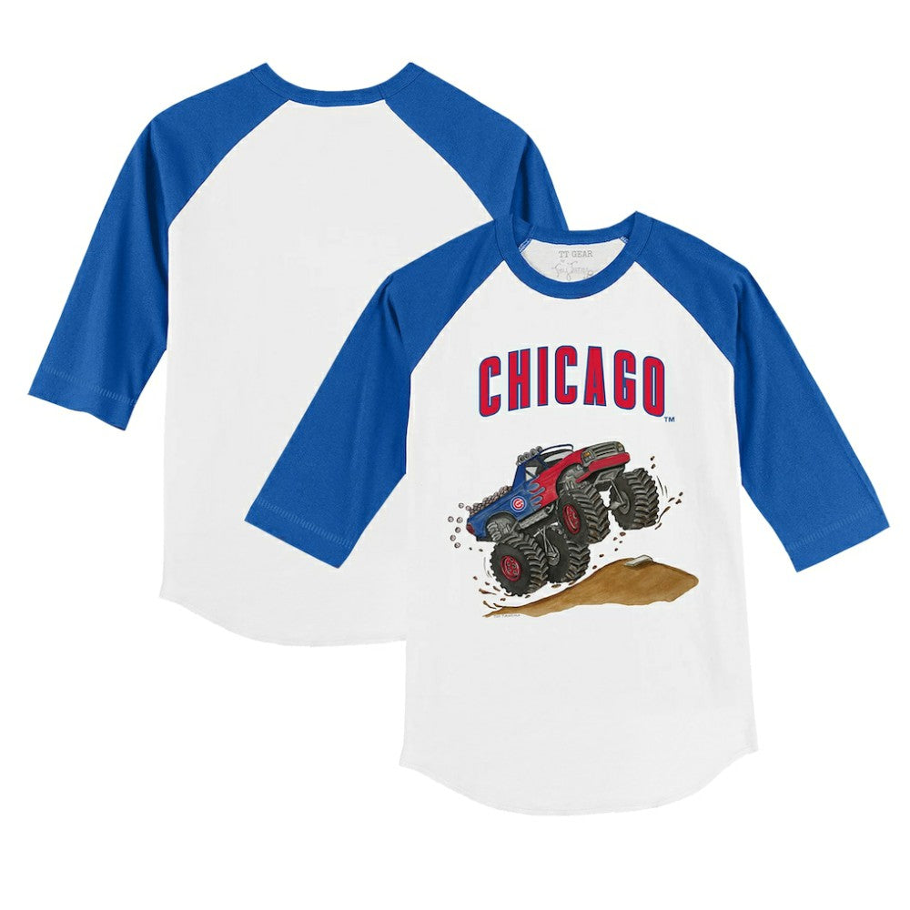 Chicago Cubs Tiny Turnip Youth Monster Truck 3/4-Sleeve Raglan T-Shirt - MLB