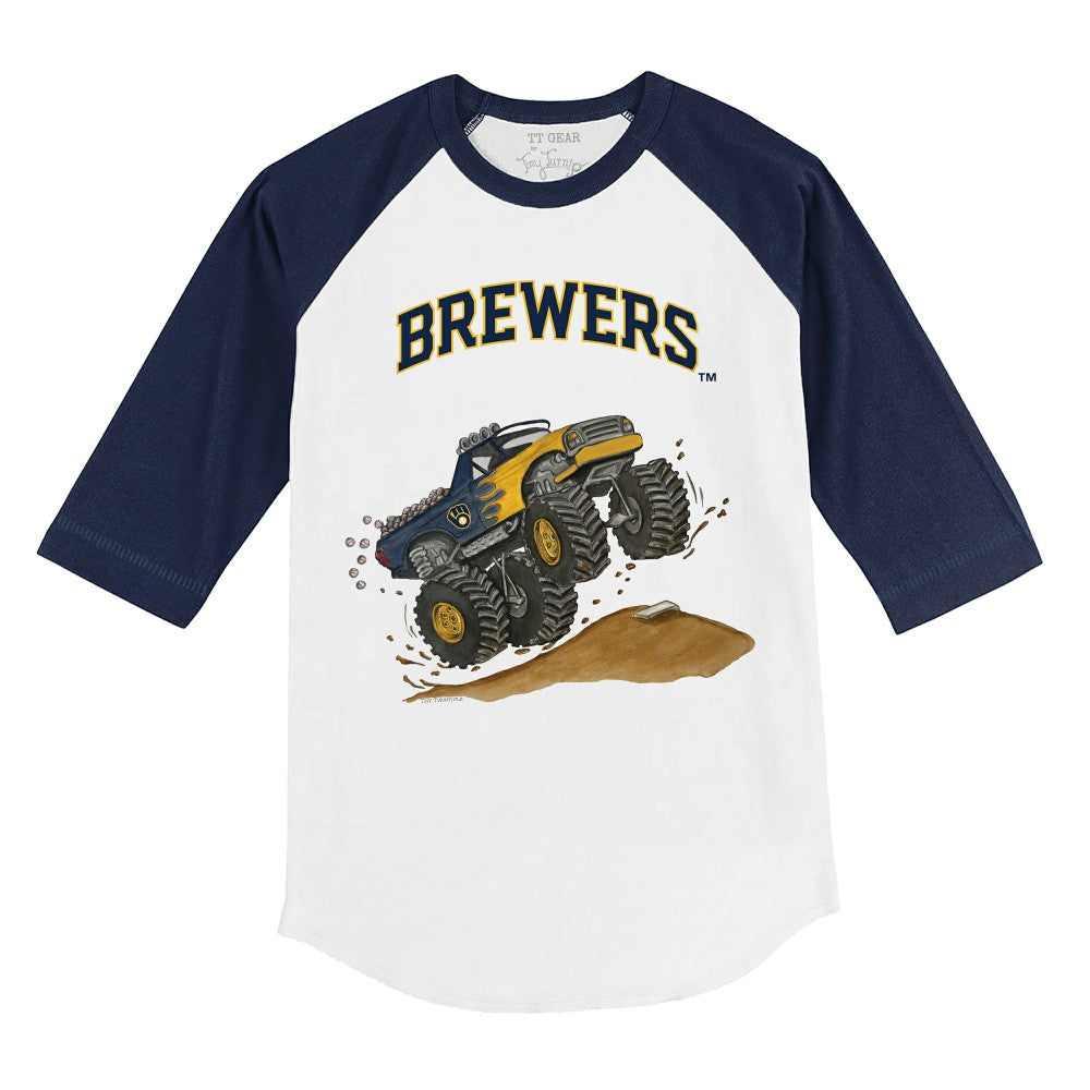 Milwaukee Brewers Tiny Turnip Youth Monster Truck 3/4-Sleeve Raglan T-Shirt - MLB