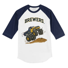 Milwaukee Brewers Tiny Turnip Youth Monster Truck 3/4-Sleeve Raglan T-Shirt - MLB