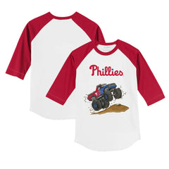 Philadelphia Phillies Tiny Turnip Youth Monster Truck 3/4-Sleeve Raglan T-Shirt - MLB