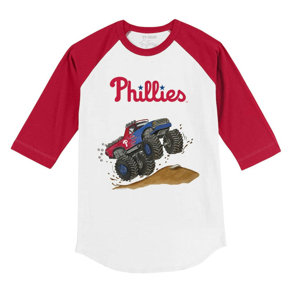 Philadelphia Phillies Tiny Turnip Youth Monster Truck 3/4-Sleeve Raglan T-Shirt - MLB