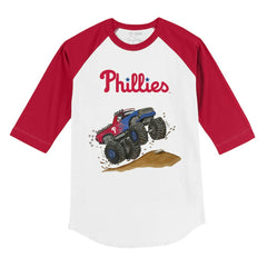 Philadelphia Phillies Tiny Turnip Youth Monster Truck 3/4-Sleeve Raglan T-Shirt - MLB
