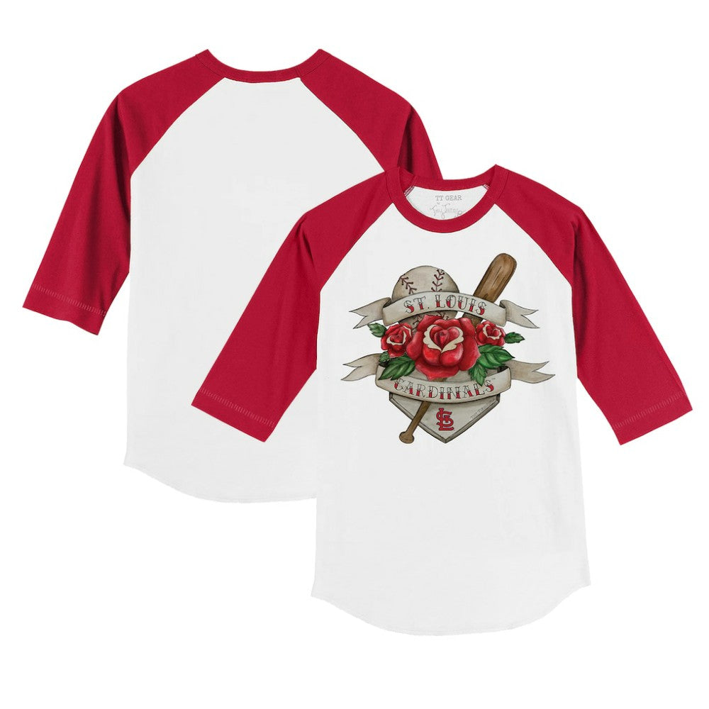 St. Louis Cardinals Tiny Turnip Youth Tattoo Rose 3/4-Sleeve Raglan T-Shirt - MLB