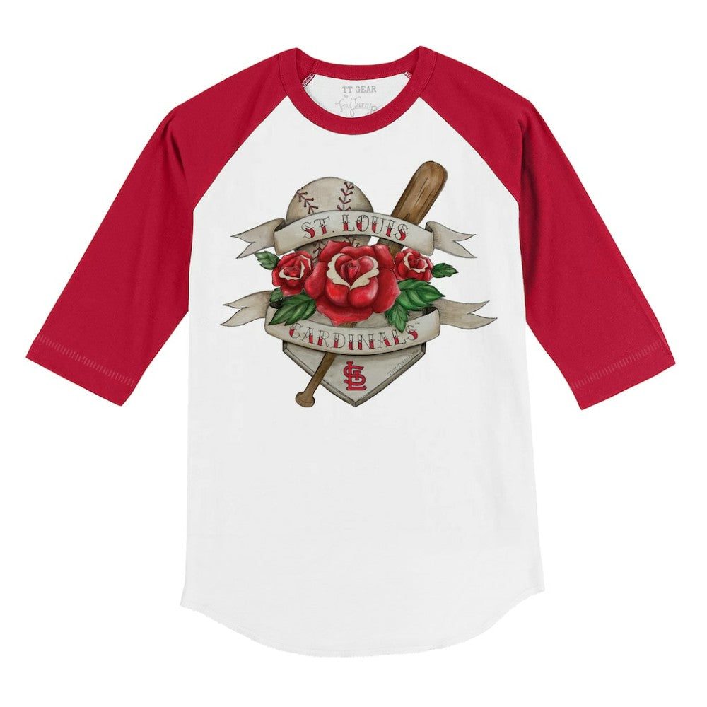 St. Louis Cardinals Tiny Turnip Youth Tattoo Rose 3/4-Sleeve Raglan T-Shirt - MLB