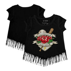 Pittsburgh Pirates Tiny Turnip Girls Youth Tattoo Rose Fringe T-Shirt - MLB