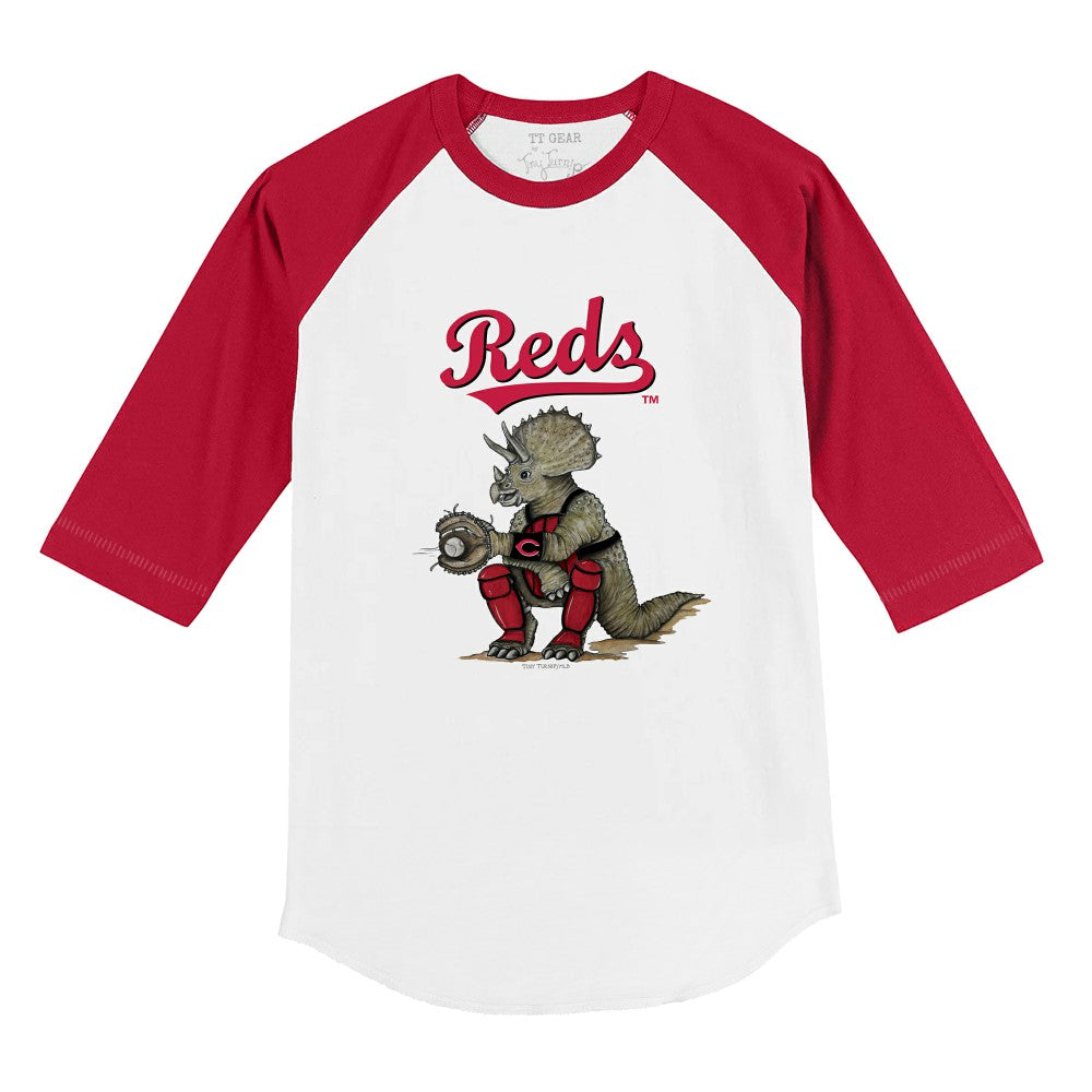 Cincinnati Reds Tiny Turnip Youth Triceratops 3/4-Sleeve Raglan T-Shirt - MLB