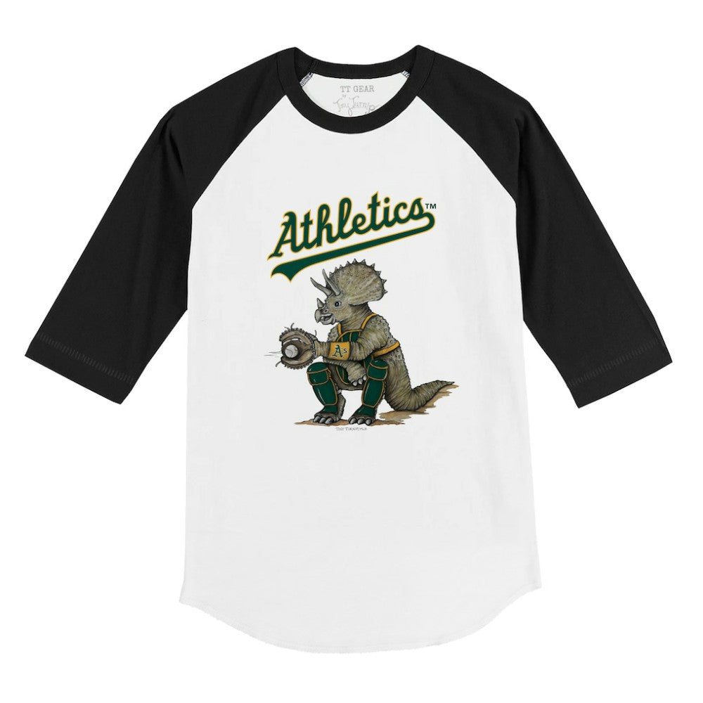 Athletics Tiny Turnip Youth Triceratops 3/4-Sleeve Raglan T-Shirt - MLB