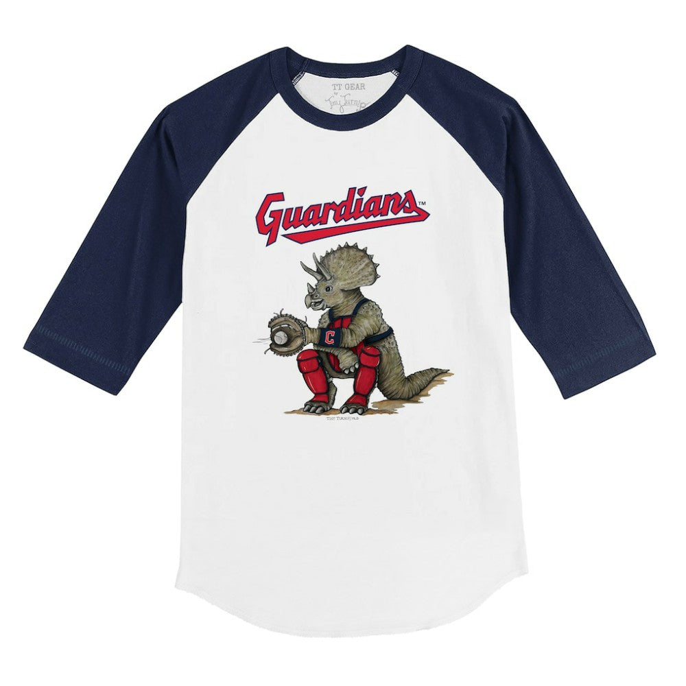 Cleveland Guardians Tiny Turnip Youth Triceratops 3/4-Sleeve Raglan T-Shirt - MLB