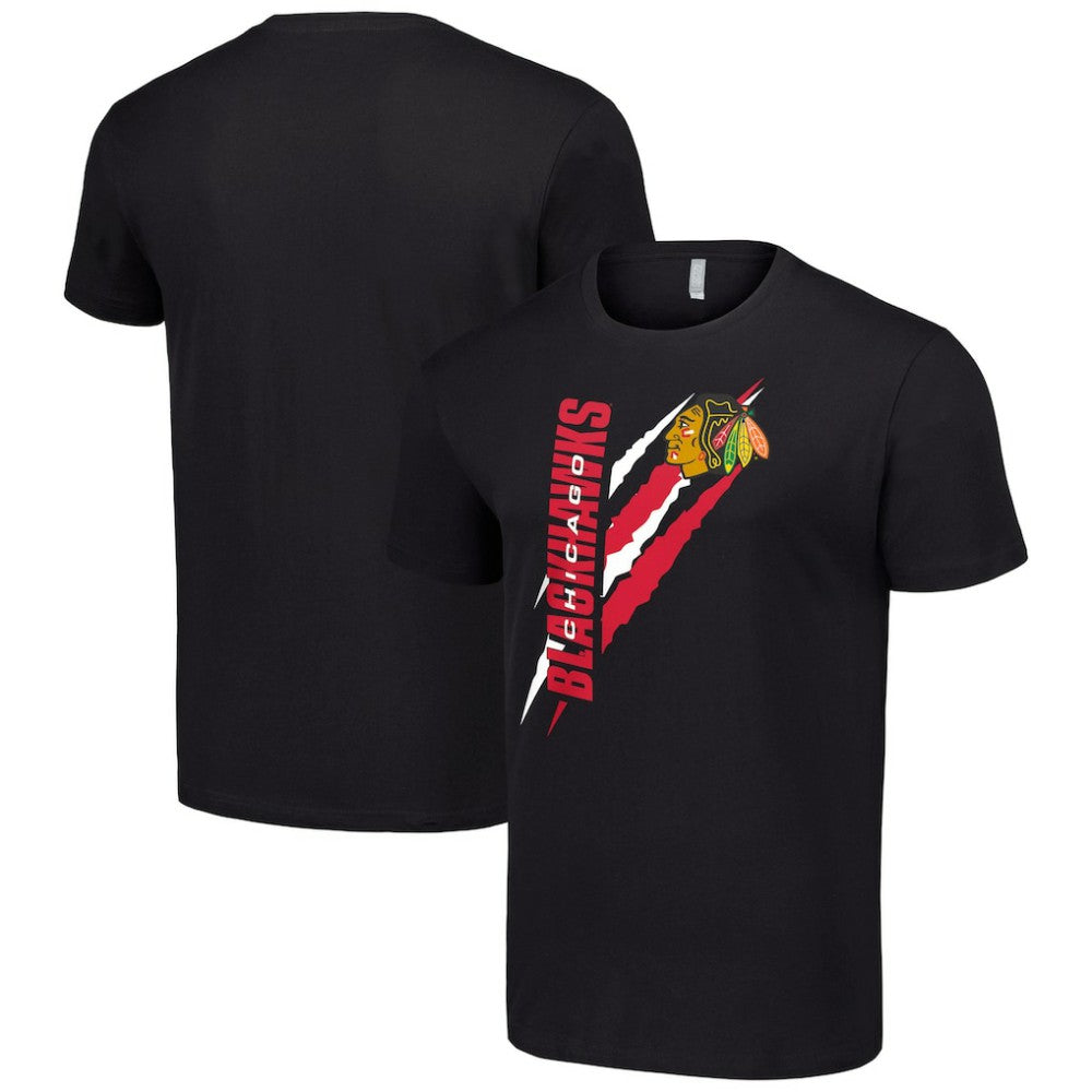 Chicago Blackhawks Starter Color Scratch T-Shirt - Black - NHL