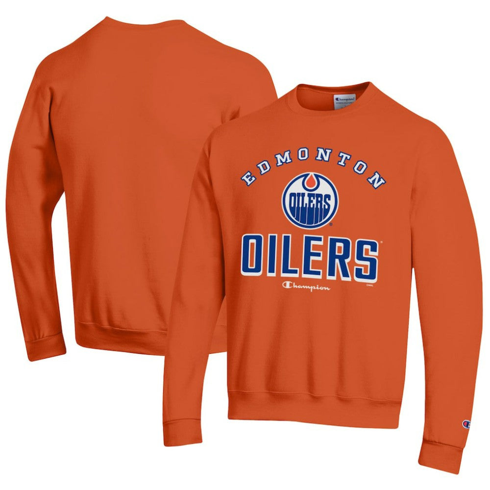 Edmonton Oilers Champion Eco Powerblend Crewneck Sweatshirt - Orange - NHL