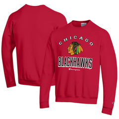 Chicago Blackhawks Champion Eco Powerblend Crewneck Sweatshirt - Red - NHL