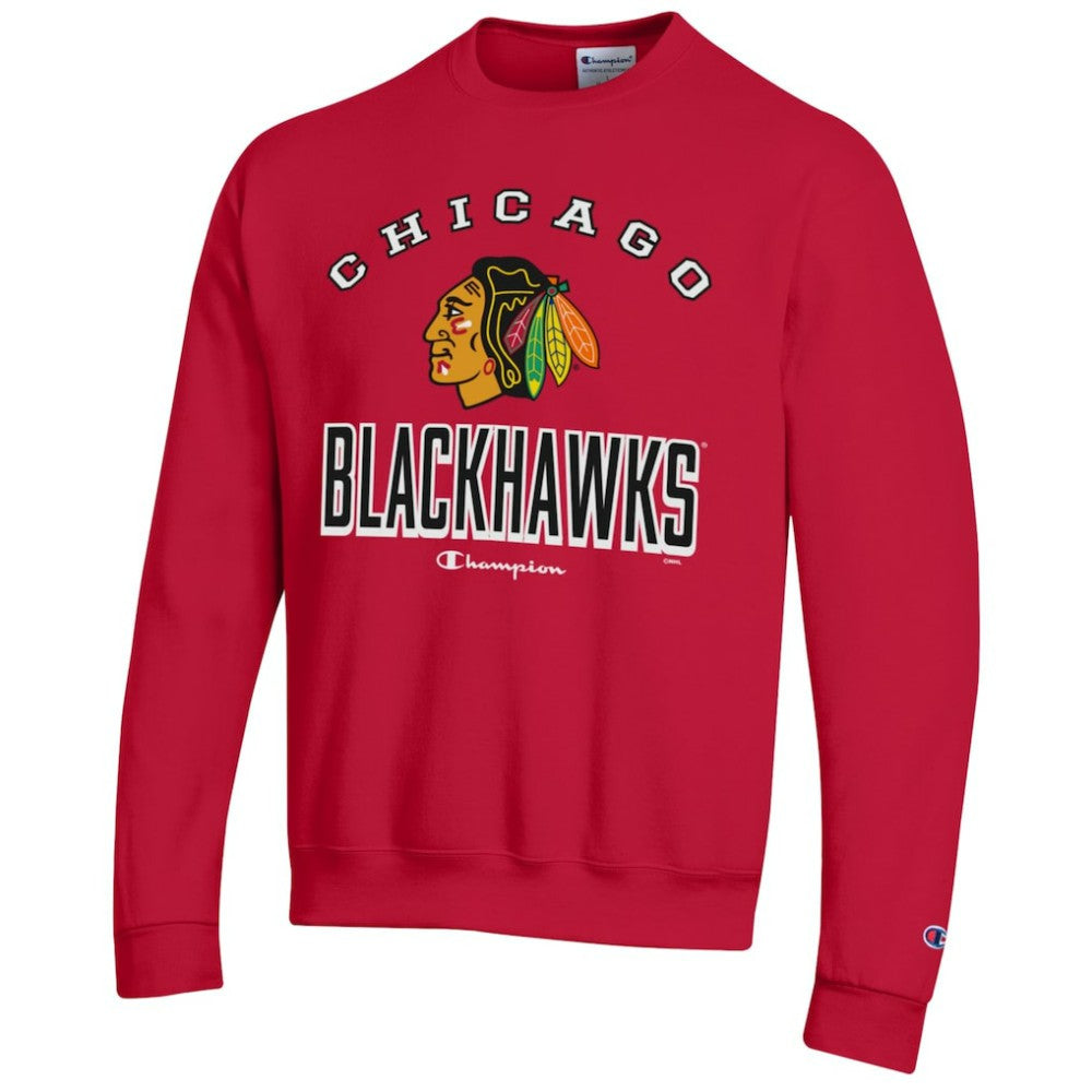 Chicago Blackhawks Champion Eco Powerblend Crewneck Sweatshirt - Red - NHL