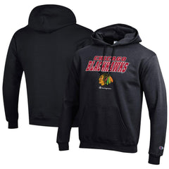 Chicago Blackhawks Champion Eco Powerblend Pullover Hoodie - Black - NHL