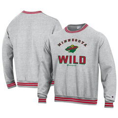 Minnesota Wild Champion Reverse Weave Yarn Dye Pullover Sweatshirt - Heather Gray - NHL