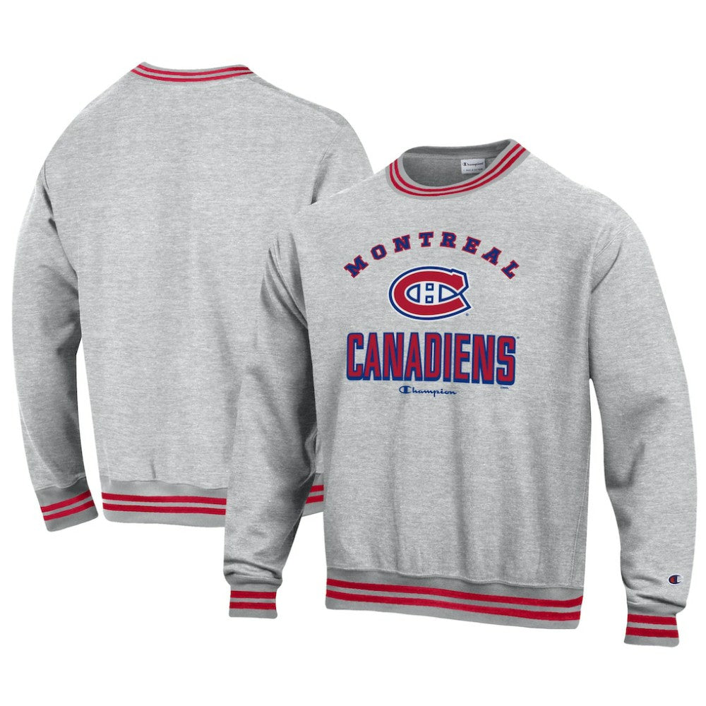 Montreal Canadiens Champion Reverse Weave Yarn Dye Pullover Sweatshirt - Heather Gray - NHL