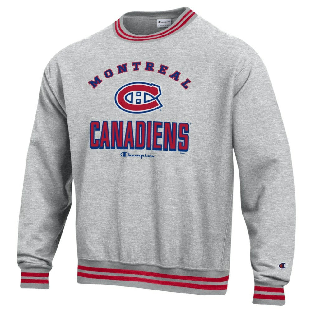 Montreal Canadiens Champion Reverse Weave Yarn Dye Pullover Sweatshirt - Heather Gray - NHL