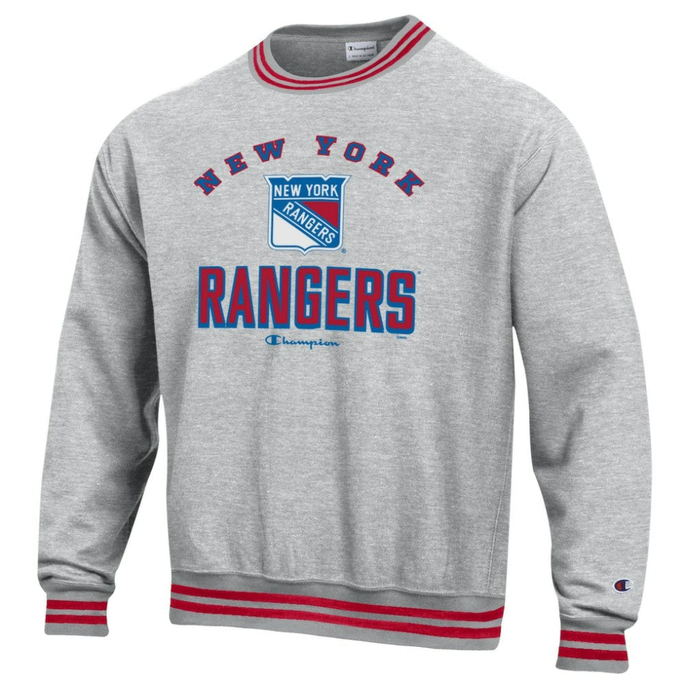 New York Rangers Champion Reverse Weave Yarn Dye Pullover Sweatshirt - Heather Gray - NHL