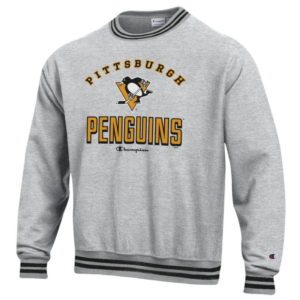 Pittsburgh Penguins Champion Reverse Weave Yarn Dye Pullover Sweatshirt - Heather Gray - NHL