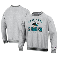 San Jose Sharks Champion Reverse Weave Yarn Dye Pullover Sweatshirt - Heather Gray - NHL