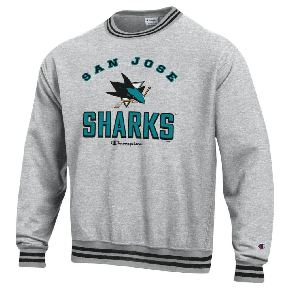 San Jose Sharks Champion Reverse Weave Yarn Dye Pullover Sweatshirt - Heather Gray - NHL