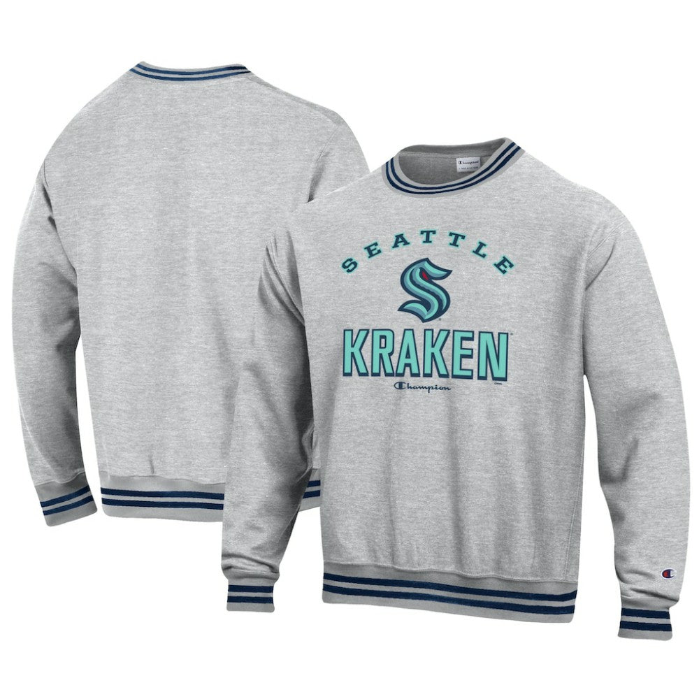 Seattle Kraken Champion Reverse Weave Yarn Dye Pullover Sweatshirt - Heather Gray - NHL