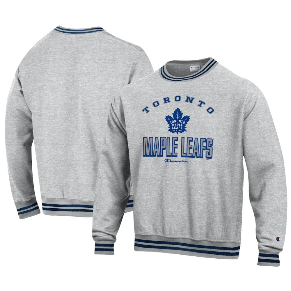 Toronto Maple Leafs Champion Reverse Weave Yarn Dye Pullover Sweatshirt - Heather Gray - NHL
