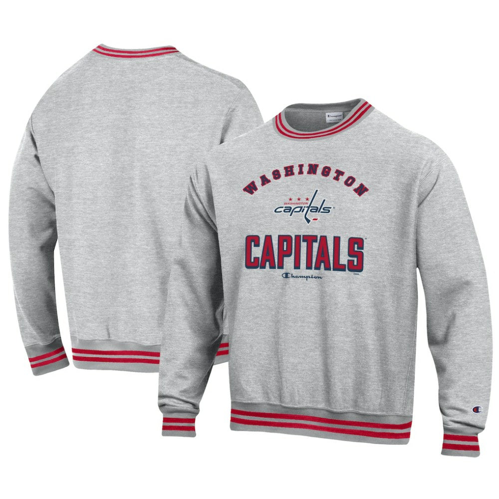Washington Capitals Champion Reverse Weave Yarn Dye Pullover Sweatshirt - Heather Gray - NHL