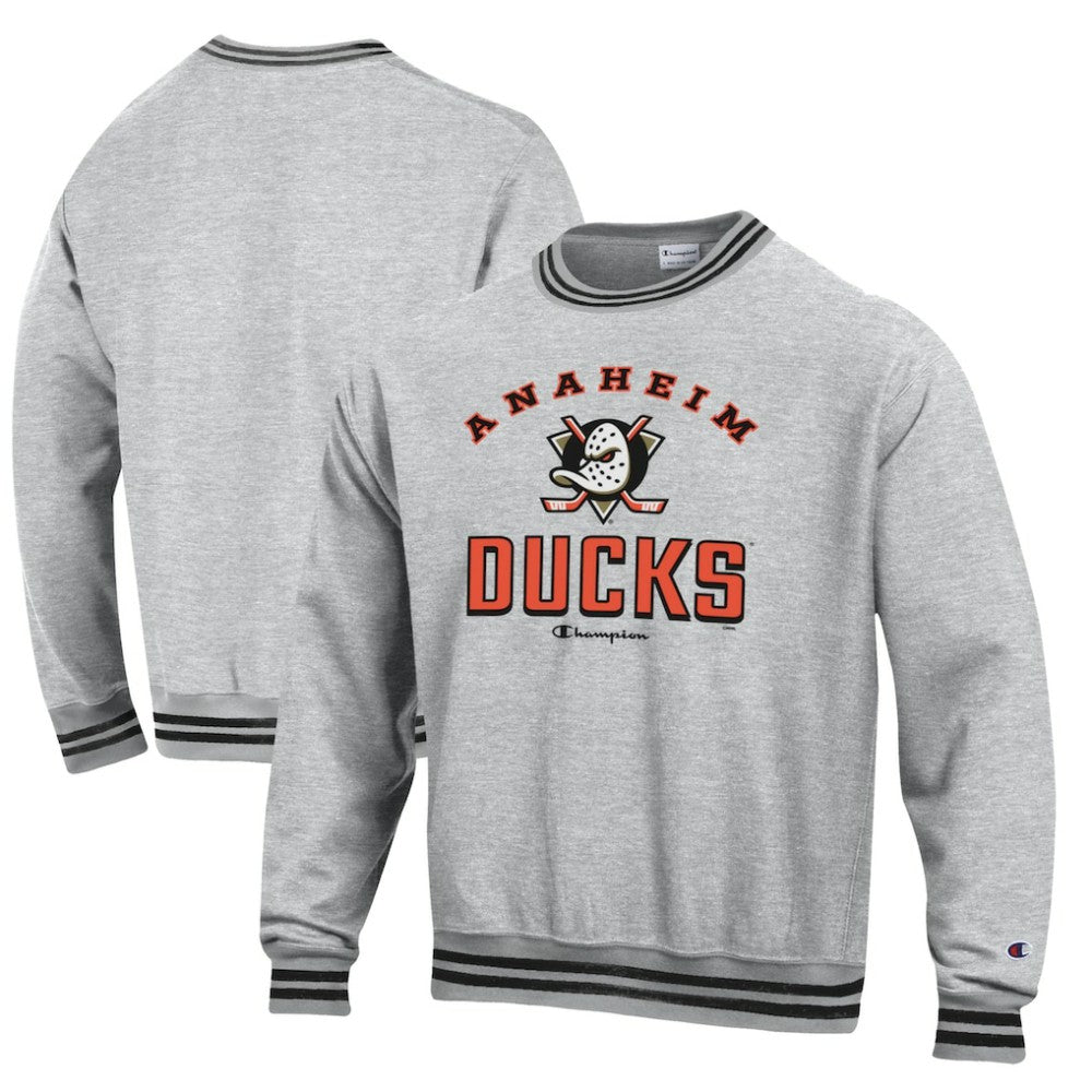 Anaheim Ducks Champion Reverse Weave Yarn Dye Pullover Sweatshirt - Heather Gray - NHL