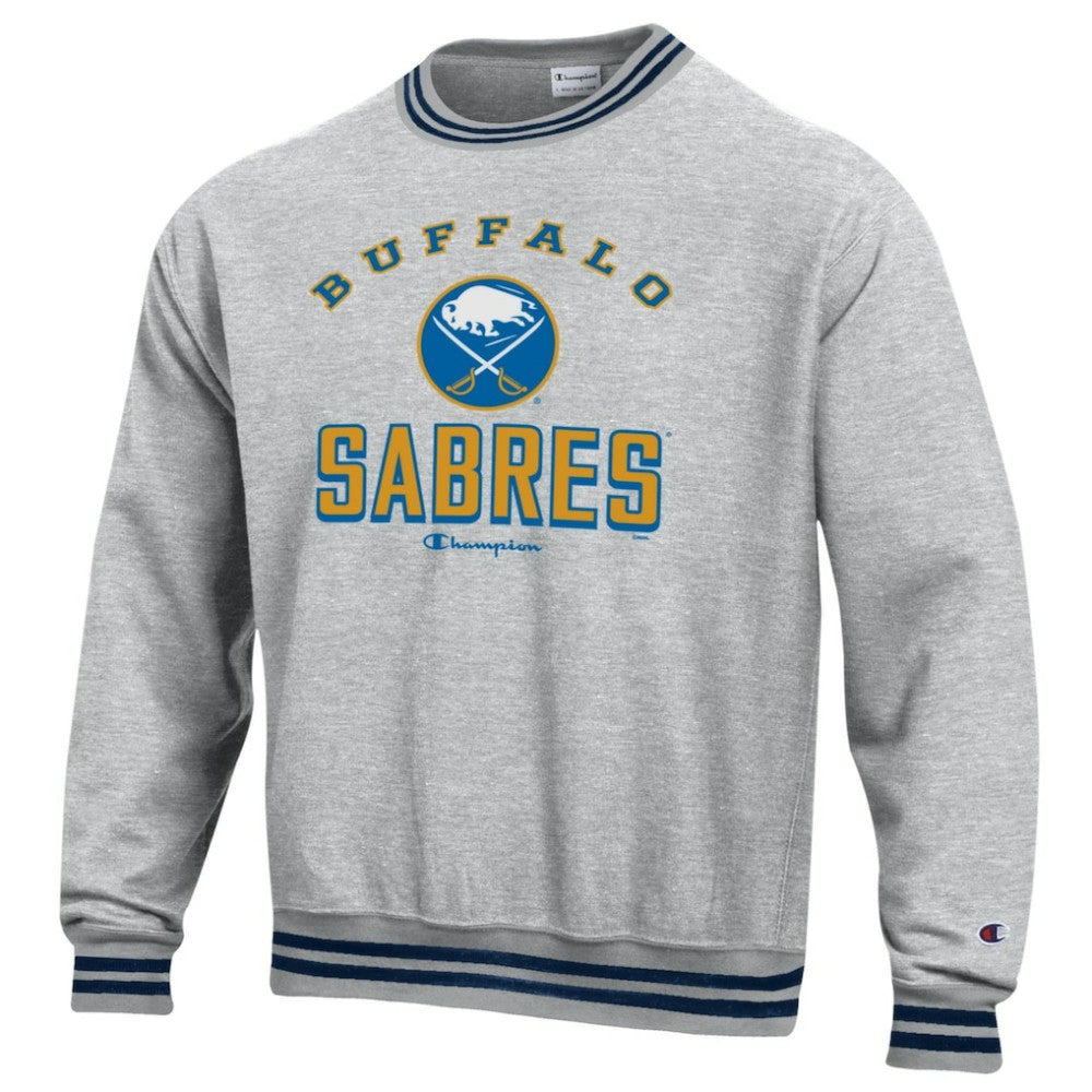 Buffalo Sabres Champion Reverse Weave Yarn Dye Pullover Sweatshirt - Heather Gray - NHL