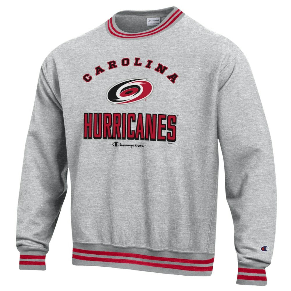 Carolina Hurricanes Champion Reverse Weave Yarn Dye Pullover Sweatshirt - Heather Gray - NHL