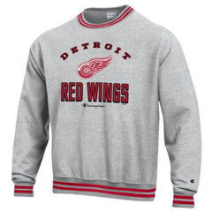 Detroit Red Wings Champion Reverse Weave Yarn Dye Pullover Sweatshirt - Heather Gray - NHL