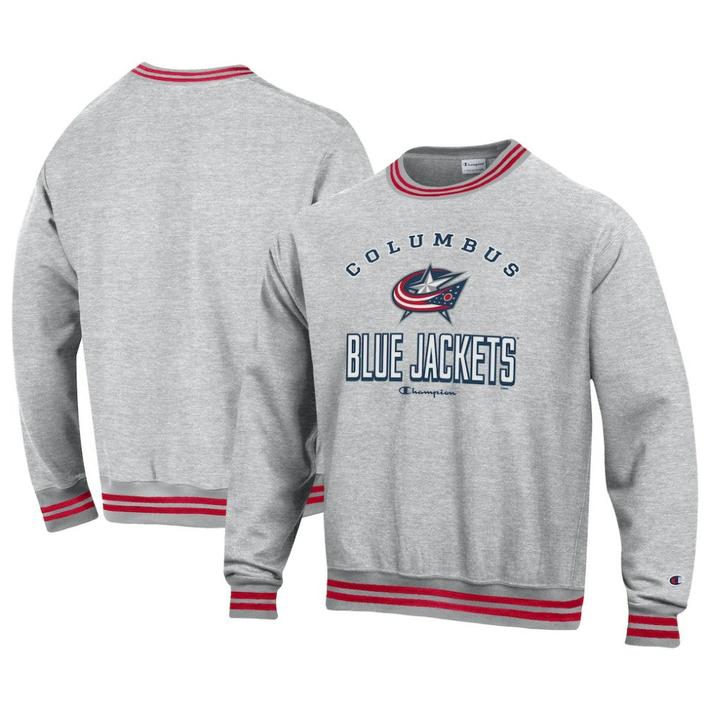 Columbus Blue Jackets Champion Reverse Weave Yarn Dye Pullover Sweatshirt - Heather Gray - NHL