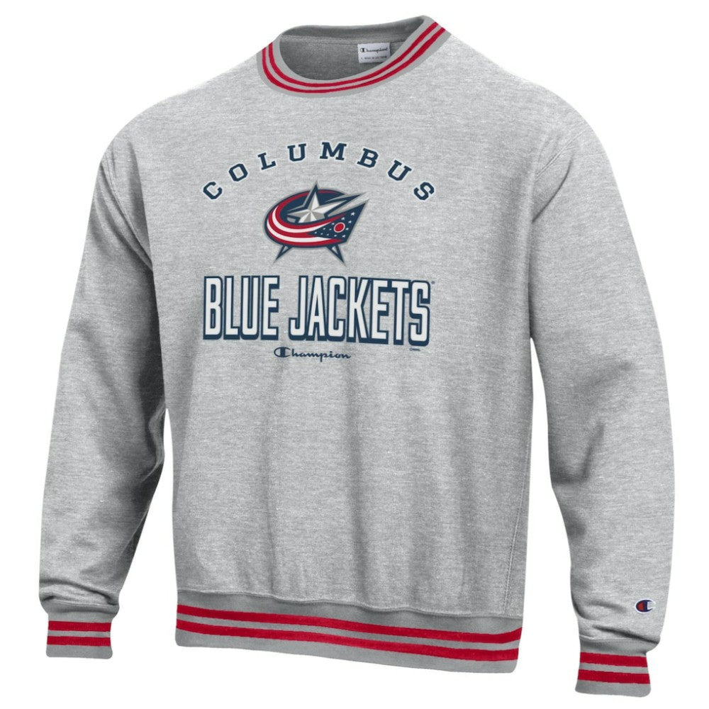 Columbus Blue Jackets Champion Reverse Weave Yarn Dye Pullover Sweatshirt - Heather Gray - NHL