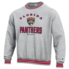 Florida Panthers Champion Reverse Weave Yarn Dye Pullover Sweatshirt - Heather Gray - NHL