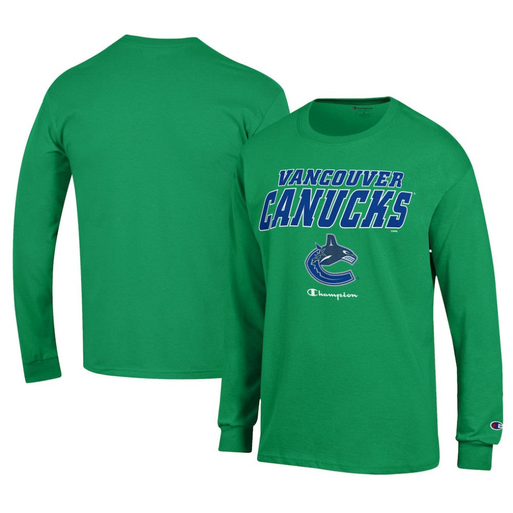 Vancouver Canucks Champion Long-Sleeve Jersey T-Shirt - Green - NHL