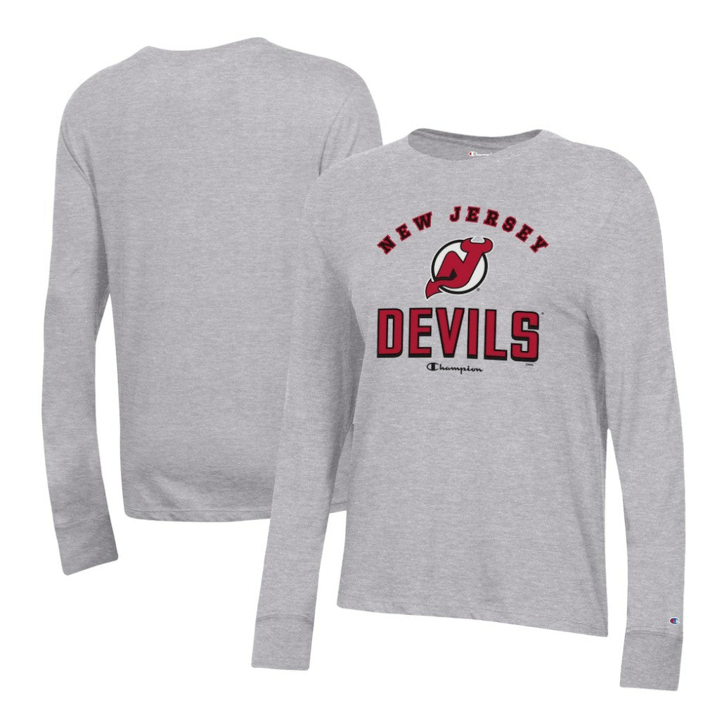 New Jersey Devils Champion Women's Core Long Sleeve T-Shirt - Heather Gray - NHL