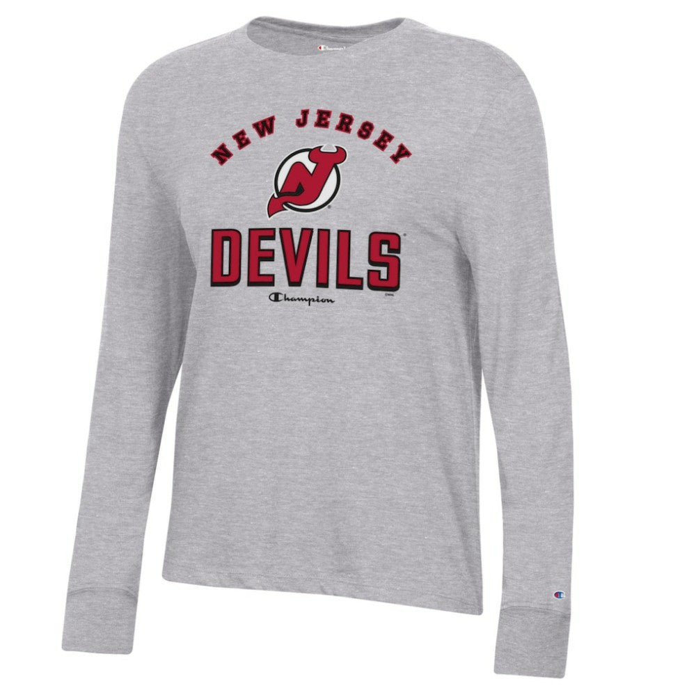 New Jersey Devils Champion Women's Core Long Sleeve T-Shirt - Heather Gray - NHL