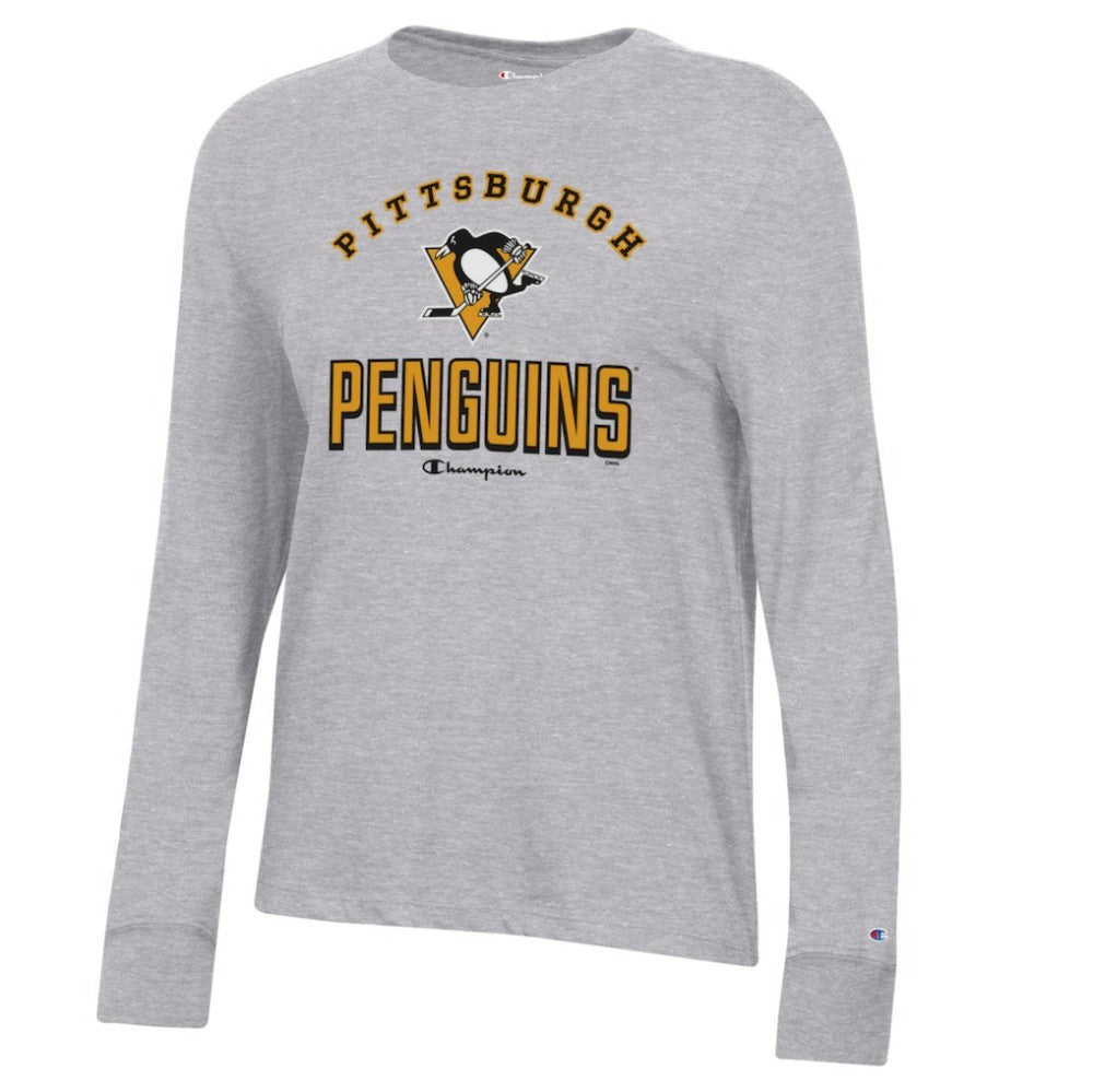 Pittsburgh Penguins Champion Women's Core Long Sleeve T-Shirt - Heather Gray - NHL