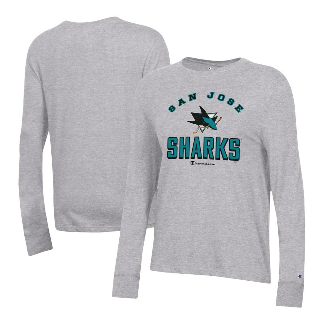 San Jose Sharks Champion Women's Core Long Sleeve T-Shirt - Heather Gray - NHL
