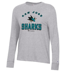 San Jose Sharks Champion Women's Core Long Sleeve T-Shirt - Heather Gray - NHL