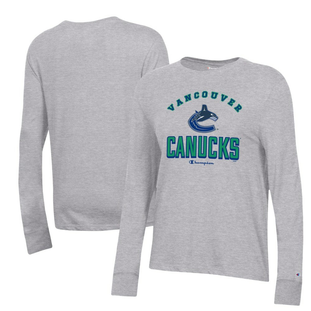 Vancouver Canucks Champion Women's Core Long Sleeve T-Shirt - Heather Gray - NHL